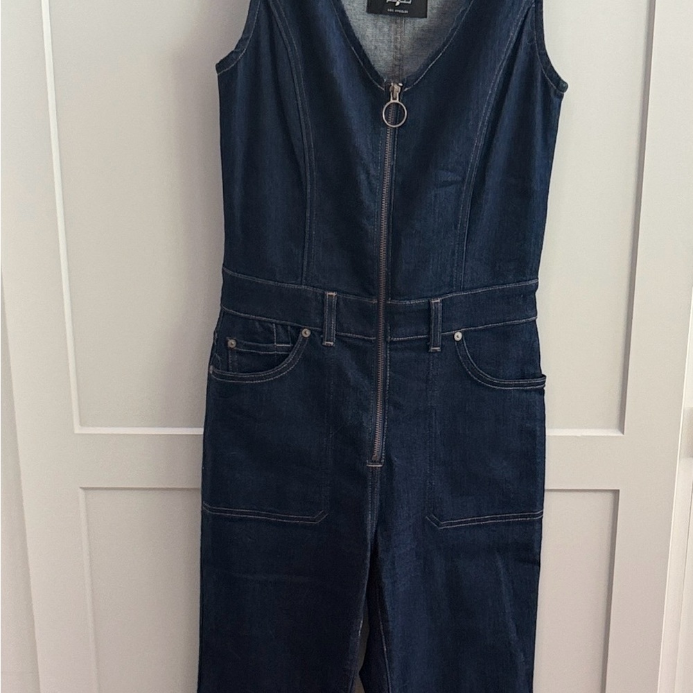 7 For All Mankind Dark Blue Denim Overalls